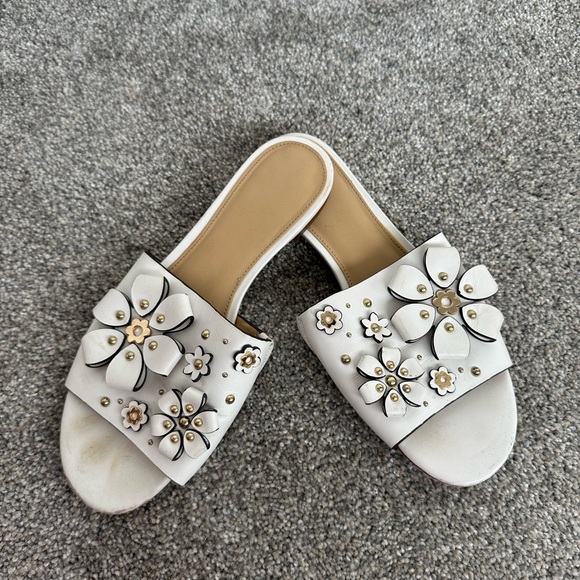 Floral Embellished White Slide Sandals | Michael Kors - Picture 2 of 3